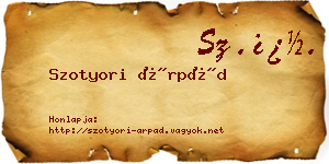 Szotyori Árpád névjegykártya